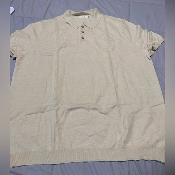 Mainfini Men's Knit Button Polo Shirts Beige XXL - Picture 6 of 10